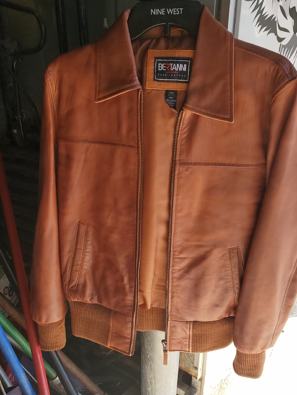 Bertanni  Brown Leather Bomber Jacket